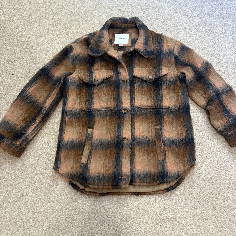 American Eagle Outfitters Plaid Jacket - Brown and Black
